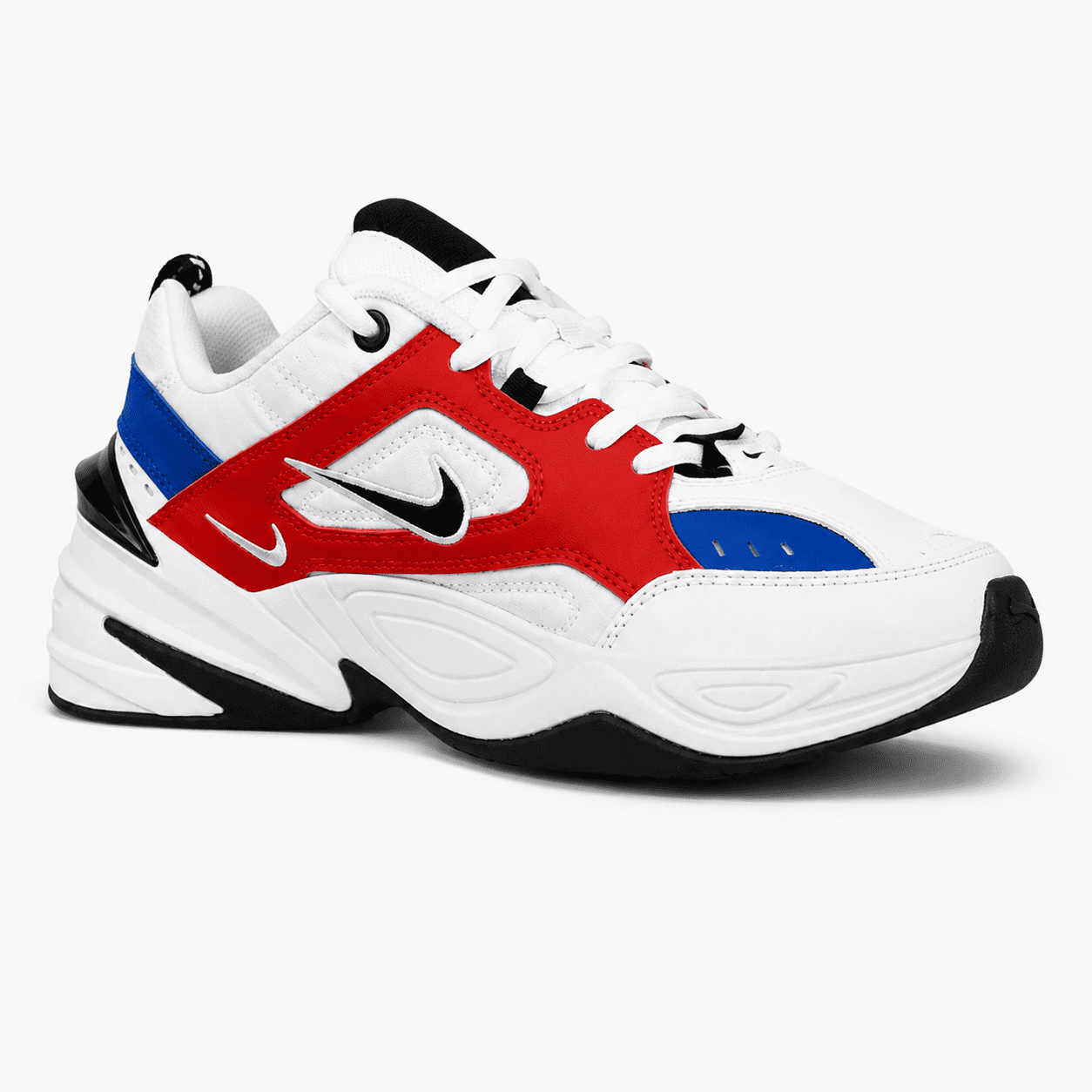 Nike M2K Tekno white, red, and blue colorway